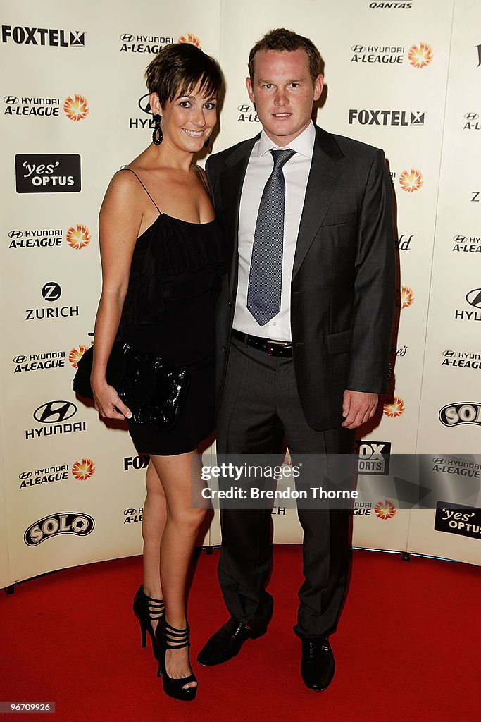 Kristian Sarkies and Sue Fisher arrives for the 2010 ALeague Awards