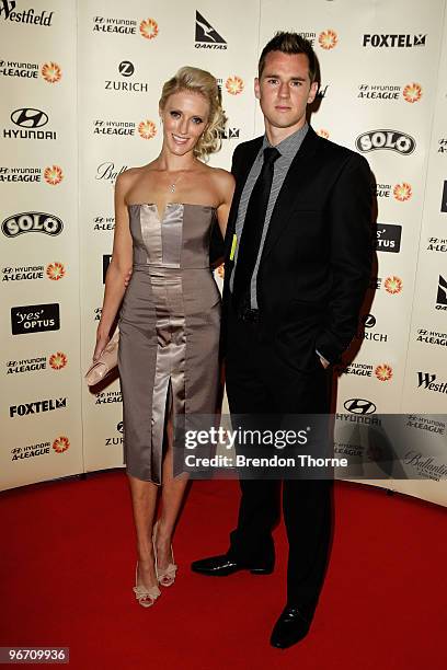 Shane Smeltz and Nicky Smeltz arrive for the 2010 A-League Awards at The Ivy on February 15, 2010 in Sydney, Australia.