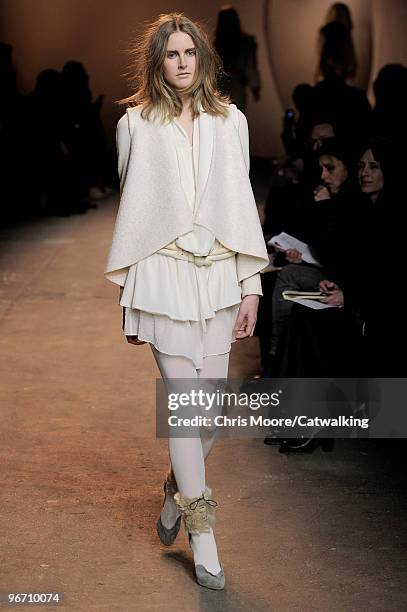 Model walks down the runway during the Thakoon fashion show, part of New York city Fashion Week, New York on February 14, 2010 in New York, New York.