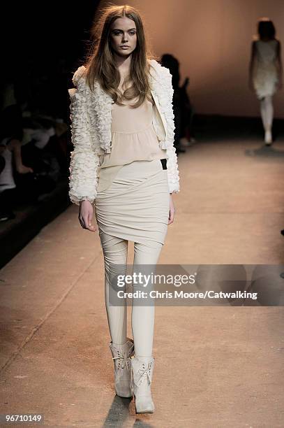 Model walks down the runway during the Thakoon fashion show, part of New York city Fashion Week, New York on February 14, 2010 in New York, New York.