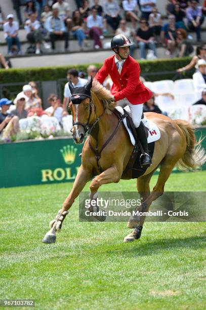 Francois Lamontagne of Canada, riding Chanel Du Calvaire, during Rolex Grand Prix Piazza di Siena on May 27, 2018 in Villa Borghese Rome, Italy.