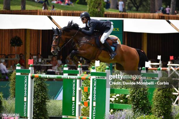 Edwina TOPS-ALEXANDER of Australia, riding INCA BOY VAN T VIANAHOF, during Rolex Grand Prix Piazza di Siena on May 27, 2018 in Villa Borghese Rome,...