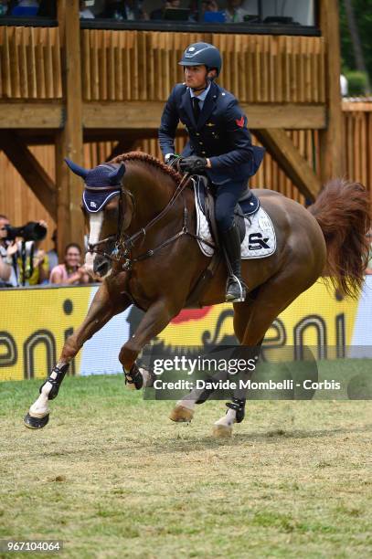 Lorenzo DE LUCA of Italy, riding HALIFAX VAN HET KLUIZEBOS during the Rolex Grand Prix Piazza di Siena in Villa Borghese on May 27, 2018 in Rome,...