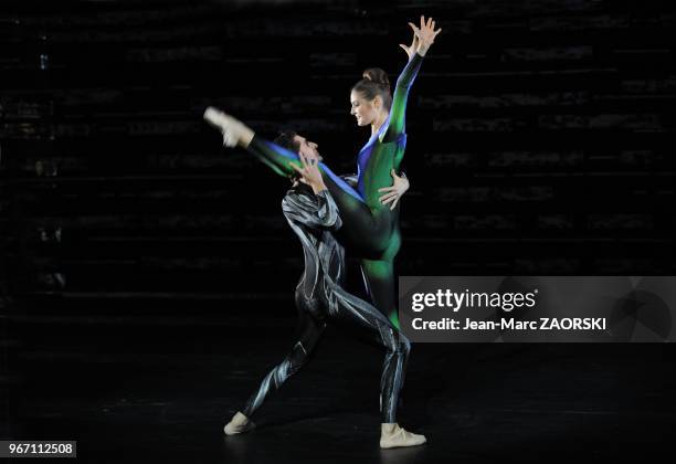 Dancers during Forellenquintett, a contemporary dance piece choreographed by Martin Schlapfer, dancer and choreographer, on November 27, 2012 in the...