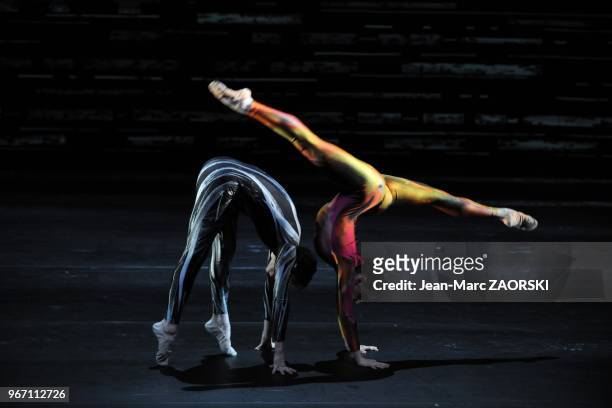 Dancers during Forellenquintett, a contemporary dance piece choreographed by Martin Schlapfer, dancer and choreographer, on November 27, 2012 in the...