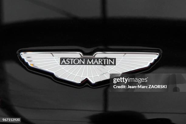 View of the Aston Martin Vanquish, laureate of the prize of the most beautiful supercar, shown here at the international exhibition, in Hotel des...