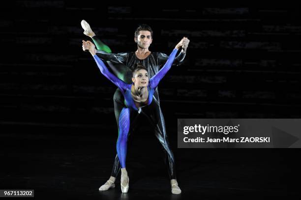 Dancers during Forellenquintett, a contemporary dance piece choreographed by Martin Schlapfer, dancer and choreographer, on November 27, 2012 in the...