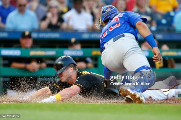 Corey Dickerson of the Pittsburgh Pirates in action against the Chicago Cubs at PNC Park on May 30, 2018 in Pittsburgh, Pennsylvania.