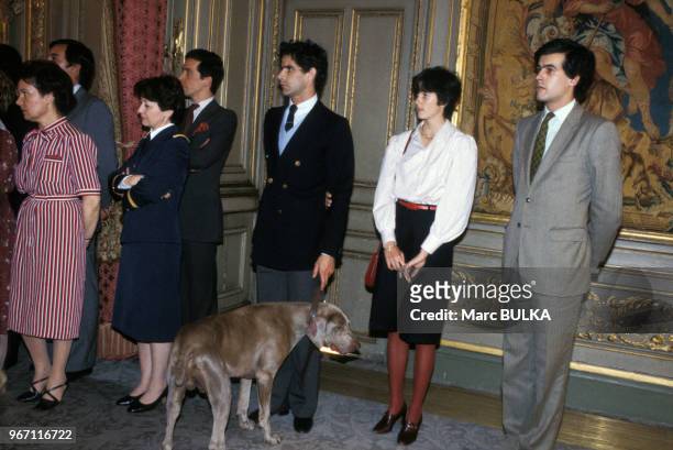 Henri Giscard d'Estaing et sa soeur Jacinte Giscard d'Estaing lors d'une cérémonie au Palais de l'Elysée le 19 mai 1981 à Paris, France.