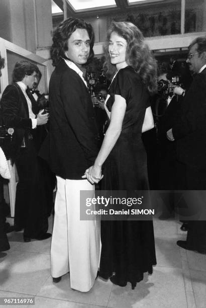 Jean Michel Jarre et Charlotte Rampling au Festival de Cannes le 17 mai 1979, Cannes, France.