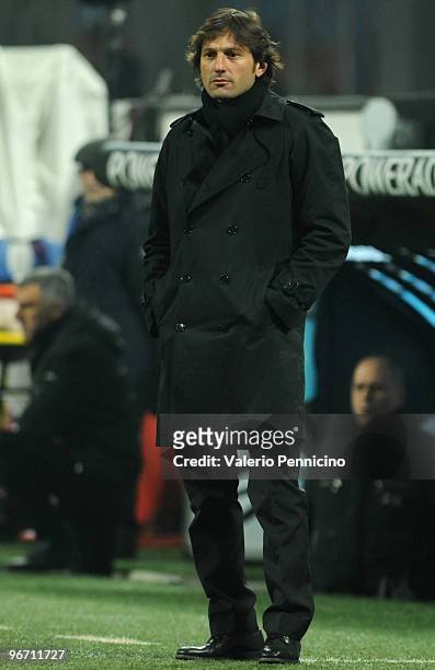 Milan head coach Nascimento de Araujo Leonardo watches the action during the Serie A match between AC Milan and Udinese Calcio at Stadio Giuseppe...