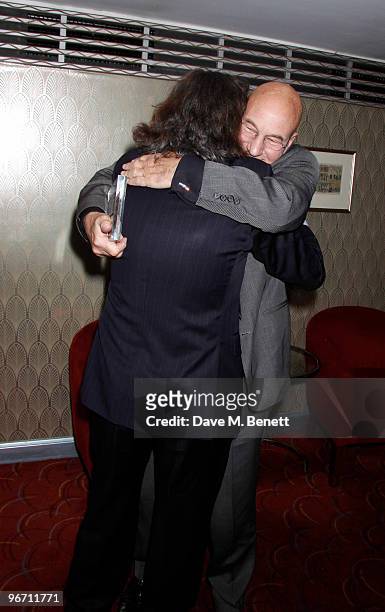 Trevor Nunn, Patrick Stewart and other celebrities attend the "Whats on Stage Awards" at the prince of Wales Theatre, London on February 14, 2010....
