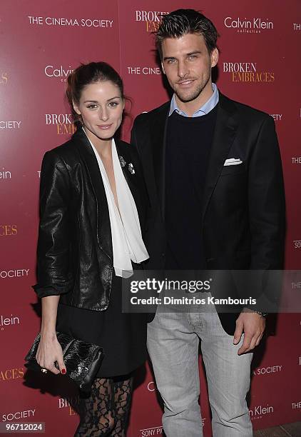 Olivia Palermo and Johannes Huebl attend The Cinema Society & Calvin Klein screening of "Broken Embraces" at the Crosby Street Hotel on November 17,...