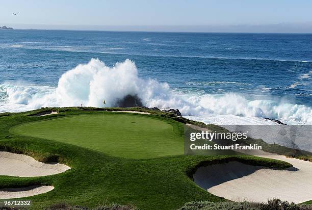 General view of the seventh hole before the final round of the AT&T Pebble Beach National Pro-Am at Pebble Beach Golf Links on February 14, 2010 in...