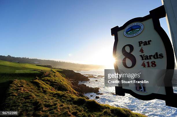 General view of the eighth hole before the final round of the AT&T Pebble Beach National Pro-Am at Pebble Beach Golf Links on February 14, 2010 in...