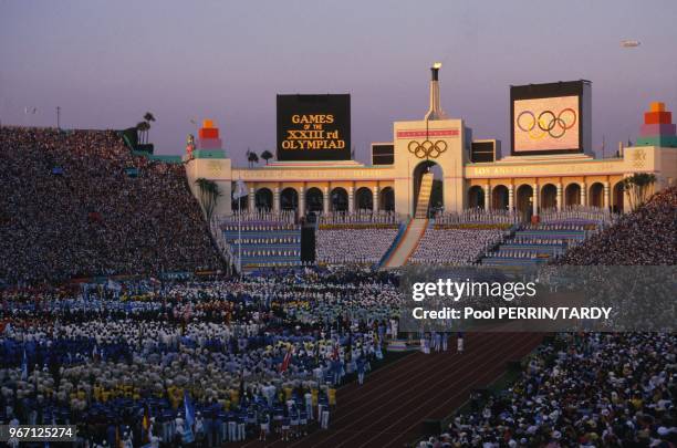 Ceremonie d'ouverture des Jeux Olympiques de Los Angeles le 28 juillet 1984 a Los Angeles, Californie, Etats-Unis.
