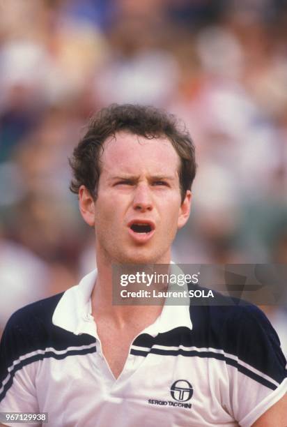 John McEnroe aux internationaux de France de tennis au stade Roland Garros le 31 mai 1984 a Paris, France.