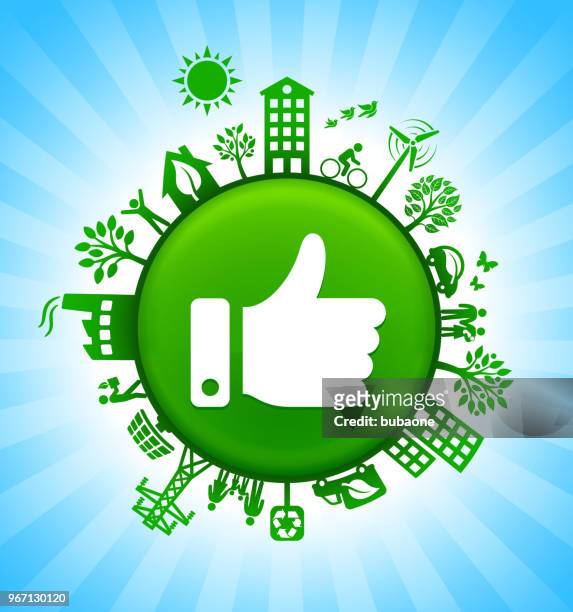 thumbs up environment green button background on blue sky - bike hand signals stock illustrations