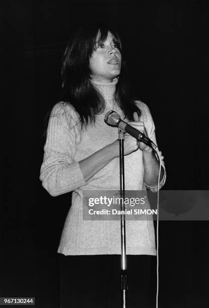 Conférence de presse donnée par l'actrice américaine et militante des droits de l'homme Jane Fonda, contre la guerre du Vietnam le 26 novembre 1974,...