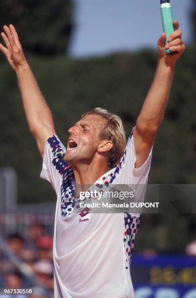 Victoire de Thomas Muster à l'Open de tennis de Monte-Carlo le 26 avril 1992 à Monaco.