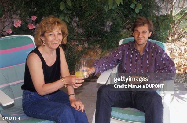 Portrait d'Andrei Chesnokov et son entraîneur Tatiana Naoumko le 25 avril 1991 à Nice, France.