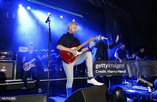 Stuart Richardson, Lee Gaze, Ian Watkins and Mike Lewis of Lostprophets perform on stage at Portsmouth Guildhall on February 10, 2010 in Portsmouth,...