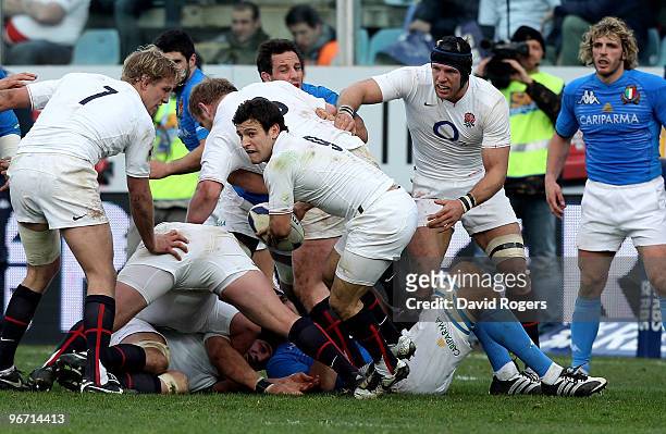 Danny Care, the England scrumhalf, runs with the ball during the RBS Six Nations match between Italy and England at Stadio Flaminio on February 14,...