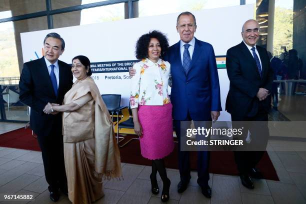 Minister of Foreign Affairs of China Wang Yi, Indias External Affairs Minister Sushma Swaraj, South African Minister of International Relations and...