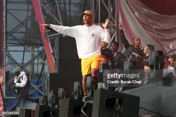 Pharrell Williams of N.E.R.D performs on day 3 of the Governors Ball music festival at Randall's Island Park on June 3, 2018 in New York