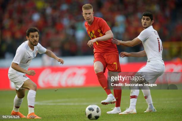 Bernardo Silva van Portugal , Kevin de Bruyne of Belgium , Goncalo Guedes van Portugal during the International Friendly match between Belgium v...