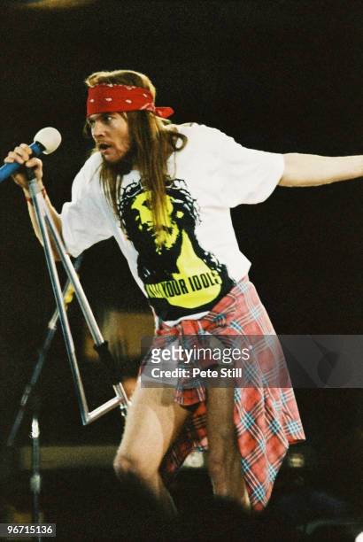 Axl Rose of Guns n Roses performs on stage on The Freddie Mercury Tribute Concert at Wembley Stadium on April 20th, 1992 in London, United Kingdom.