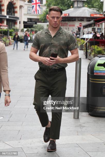 Channing Tatum seen leaving Capital Radio Studios on June 4, 2018 in London, England.