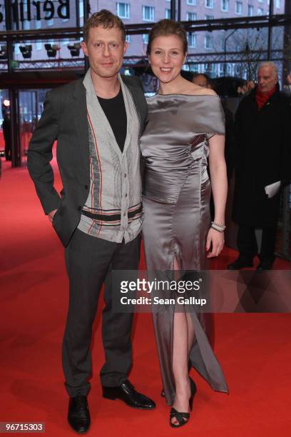 Actor Andreas Lust and actress Franziska Weisz attend the 'Der Raeuber' Premiere during day five of the 60th Berlin International Film Festival at...
