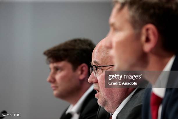 Alternative for Germany in Thuringia State Assembly Group Head Bjorn Hoecke holds a press conference at the Federal Press Centre in Berlin, Germany...