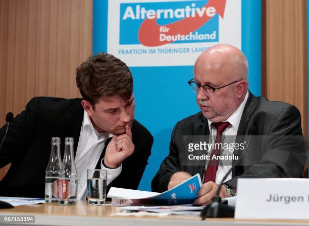Alternative for Germany in Thuringia State Assembly Group Head Bjorn Hoecke holds a press conference at the Federal Press Centre in Berlin, Germany...