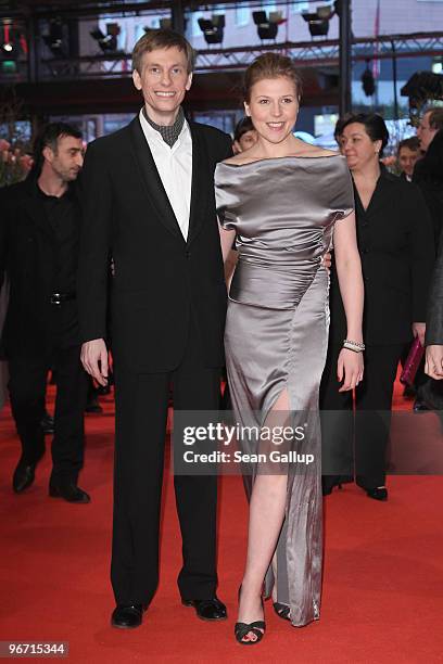 Director Benjamin Heisenberg and actress Franziska Weisz attend the 'Der Raeuber' Premiere during day five of the 60th Berlin International Film...