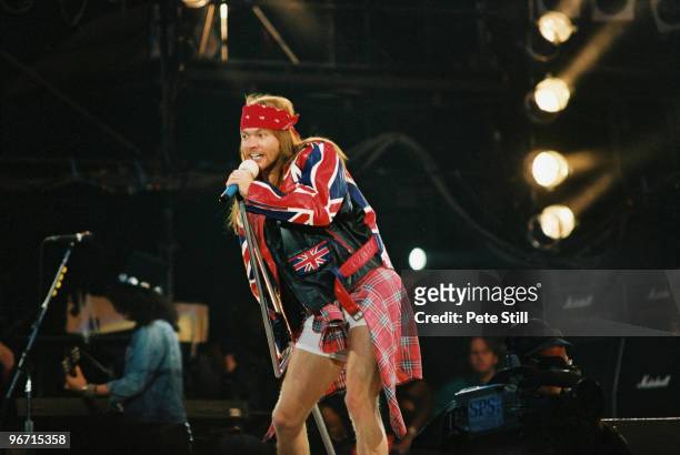 Axl Rose of Guns n Roses performs on stage at The Freddie Mercury Tribute Concert at Wembley Stadium on April 20th, 1992 in London, United Kingdom.