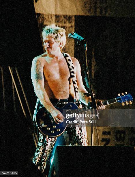 Steve Jones of The Sex Pistols performs on stage at Finsbury Park on June 23rd, 1996 in London, United Kingdom.