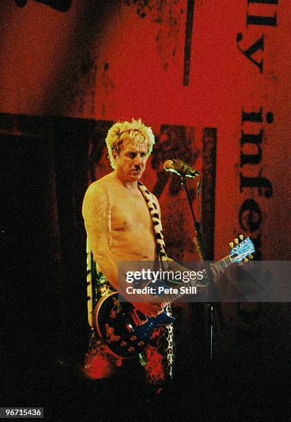 Steve Jones of The Sex Pistols performs on stage at Finsbury Park on June 23rd, 1996 in London, United Kingdom.