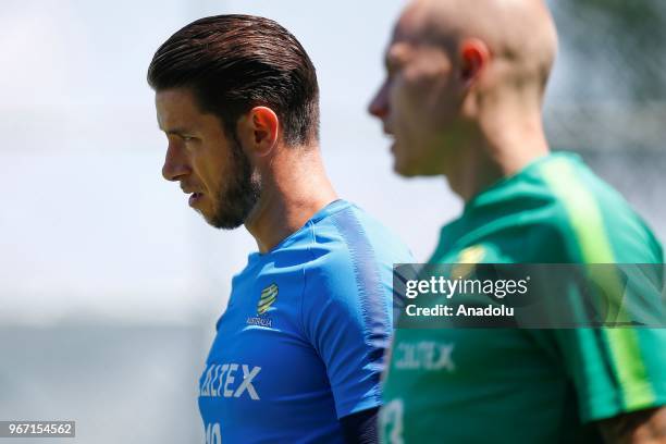 Goal keeper of Australia Brad Jones attends his team's training session ahead of the Russia 2018 World Cup, on June 04, 2018 in Antalya, Turkey.