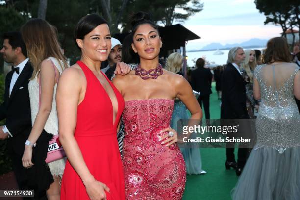 Michelle Rodriguez, Nicole Scherzinger during the cocktail at the amfAR Gala Cannes 2018 at Hotel du Cap-Eden-Roc on May 17, 2018 in Cap d'Antibes,...