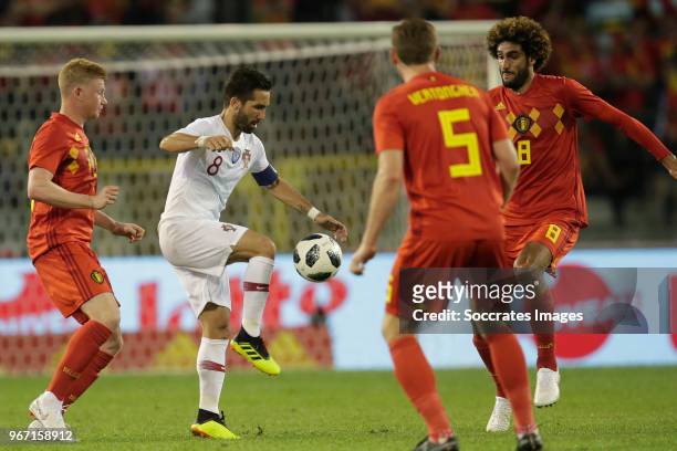 Kevin de Bruyne of Belgium , Joao Moutinho van Portugal , Marouane Fellaini of Belgium during the International Friendly match between Belgium v...