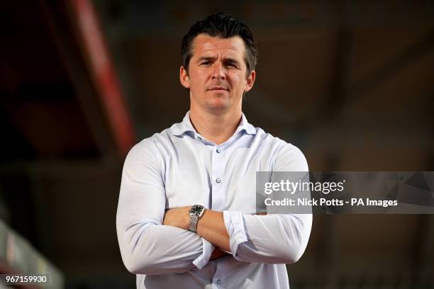 New Fleetwood Town manager Joey Barton after the press conference at Highbury Stadium, Fleetwood.