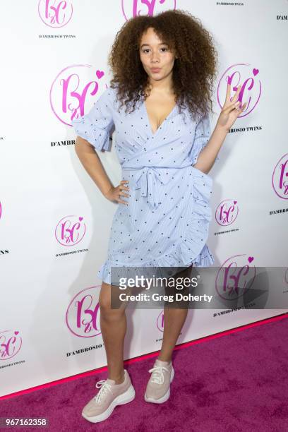 Talia Jackson attends the Bianca And Chiara D'Ambrosio Celebrate Their 13th Birthday Party at The Beverly Hilton Hotel on June 3, 2018 in Beverly...