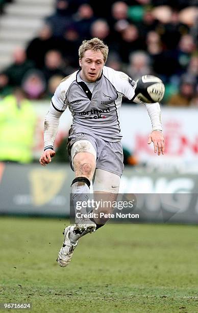 Alex Tait of Newcastle falcons in action during the Guinness Premiership Match between Northampton Saints and Newcastle Falcons at Franklins Gardens...