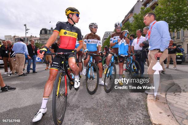 Start / Oliver Naesen of Belgium and Team AG2R La Mondiale / Tony Gallopin of France and Team AG2R La Mondiale / Alexis Gougeard of France and Team...