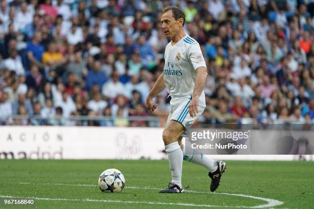 Emilio Butragueño of Real Madrid Legends during the Corazon Classic match between Real Madrid Legends and Asenal Legends at Estadio Santiago Bernabeu...