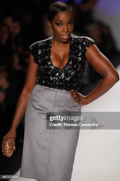 Estelle walks the runway at Naomi Campbell's Fashion For Relief Haiti NYC 2010 Fashion Show during Mercedes-Benz Fashion Week at The Tent at Bryant...