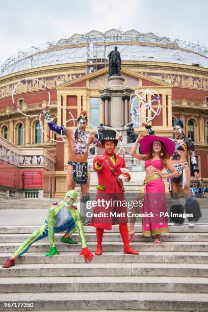 Cast members from Cirque du Soleil outside the Albert Hall in London, to announce the return of the production TOTEM to the venue in 2018.