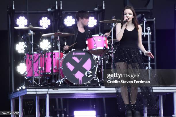 Lauren Mayberry of Chvrches performs live on stage during Day 3 of the 2018 Governors Ball Music Festival on June 3, 2018 in New York City.